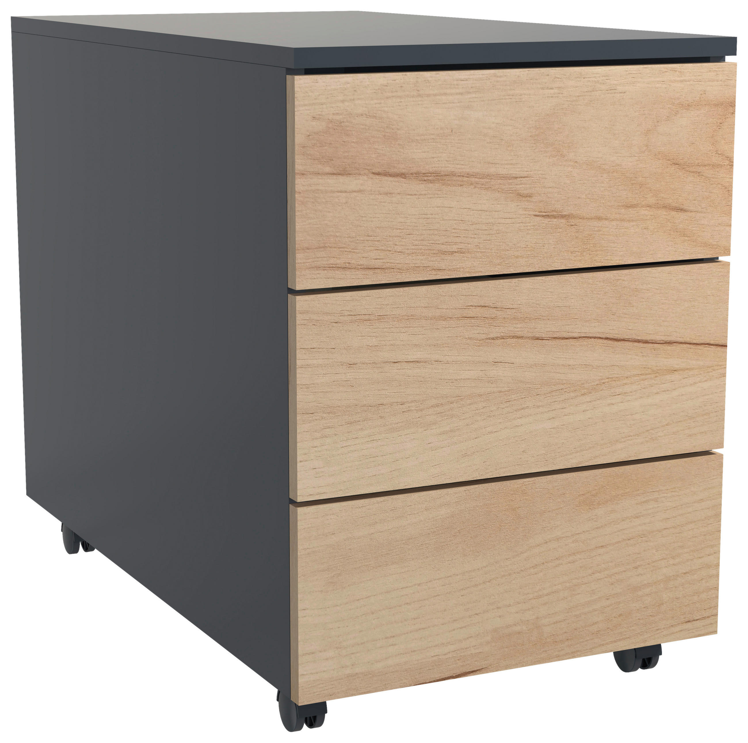 ROLLCONTAINER Anthrazit, Honigeiche  - Honigeiche/Anthrazit, MODERN, Holzwerkstoff/Kunststoff (39/55/70cm) - MID.YOU