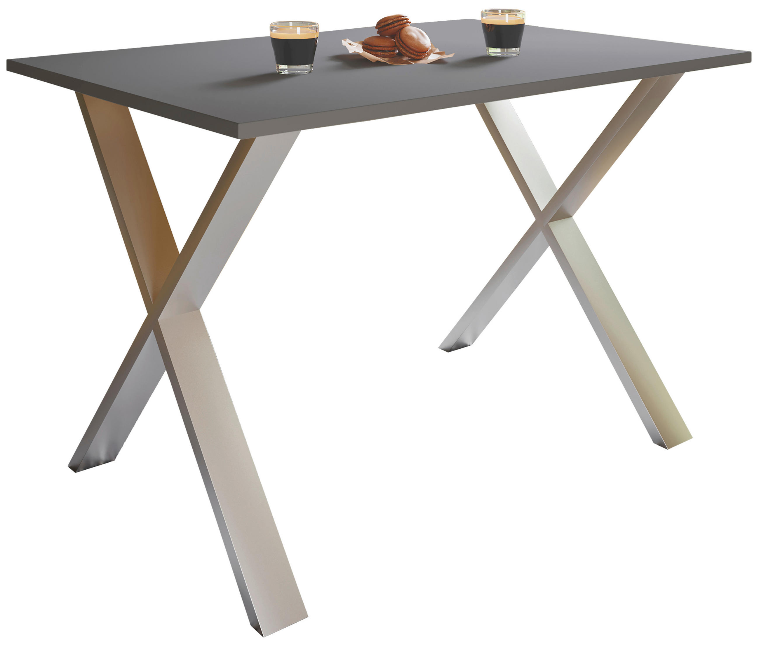 Masă din metal, material pe bază de lemn, 140/80/76 cm,