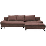 ECKSOFA Braun Chenille Rückenkissen, Bettkasten, Schlaffunktion, Rücken echt  - Schwarz/Braun, MODERN, Textil/Metall (290/182cm) - Hom`in