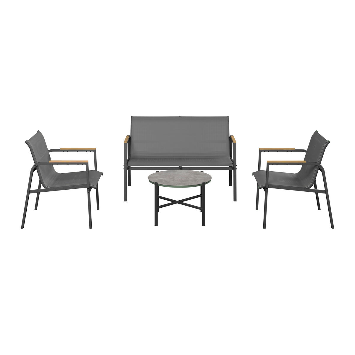 LOUNGEGARNITUR Eisen  - Dunkelgrau/Naturfarben, MODERN, Glas/Kunststoff - Ambia Garden
