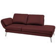 RÉCAMIERE in Echtleder Rot  - Chromfarben/Rot, Design, Leder/Metall (209/85-109/95-16cm) - Dieter Knoll