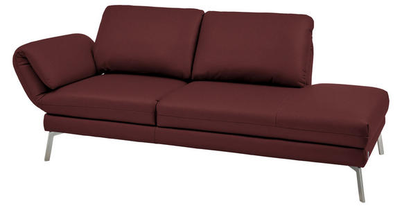 RÉCAMIERE in Echtleder Rot - Chromfarben/Rot, Design, Leder/Metall (209/85-109/95-16cm) - Dieter Knoll
