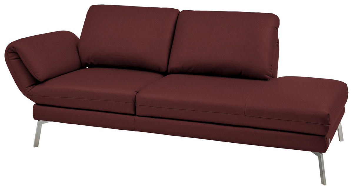RÉCAMIERE in Echtleder Rot  - Chromfarben/Rot, Design, Leder/Metall (209/85-109/95-16cm) - Dieter Knoll
