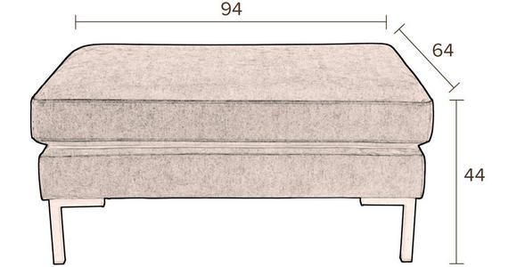 HOCKER Mikrofaser Waldgrün  - Waldgrün/Schwarz, Design, Textil/Metall (94/44/64cm) - Carryhome