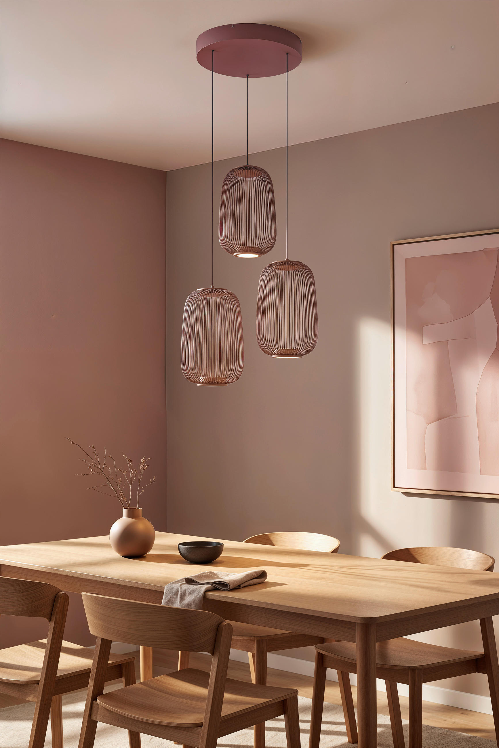 LED-HÄNGELEUCHTE Cage 40/50-150 cm   - Kupferfarben, Design, Kunststoff/Metall (40/50-150cm) - Dieter Knoll