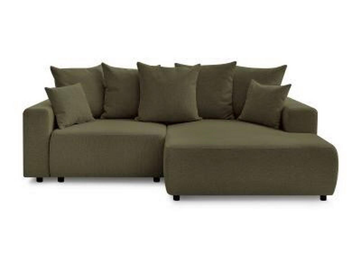 ECKSOFA Ottomane rechts  ATILLA Grün Flachgewebe  - Schwarz/Grün, MODERN, Kunststoff/Textil (244/149cm)