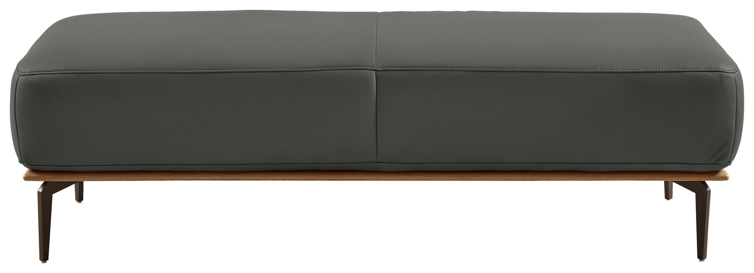 HOCKER in Holz, Leder Anthrazit  - Anthrazit/Bronzefarben, Design, Leder/Holz (151/44/61cm) - Valnatura