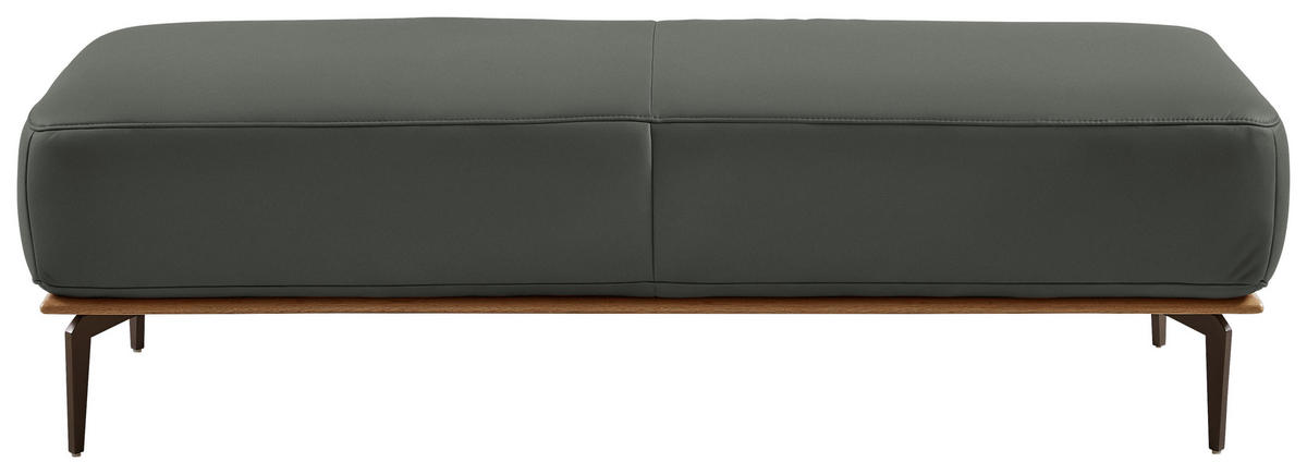 HOCKER in Holz, Leder Anthrazit  - Anthrazit/Bronzefarben, Design, Leder/Holz (151/44/61cm) - Valnatura