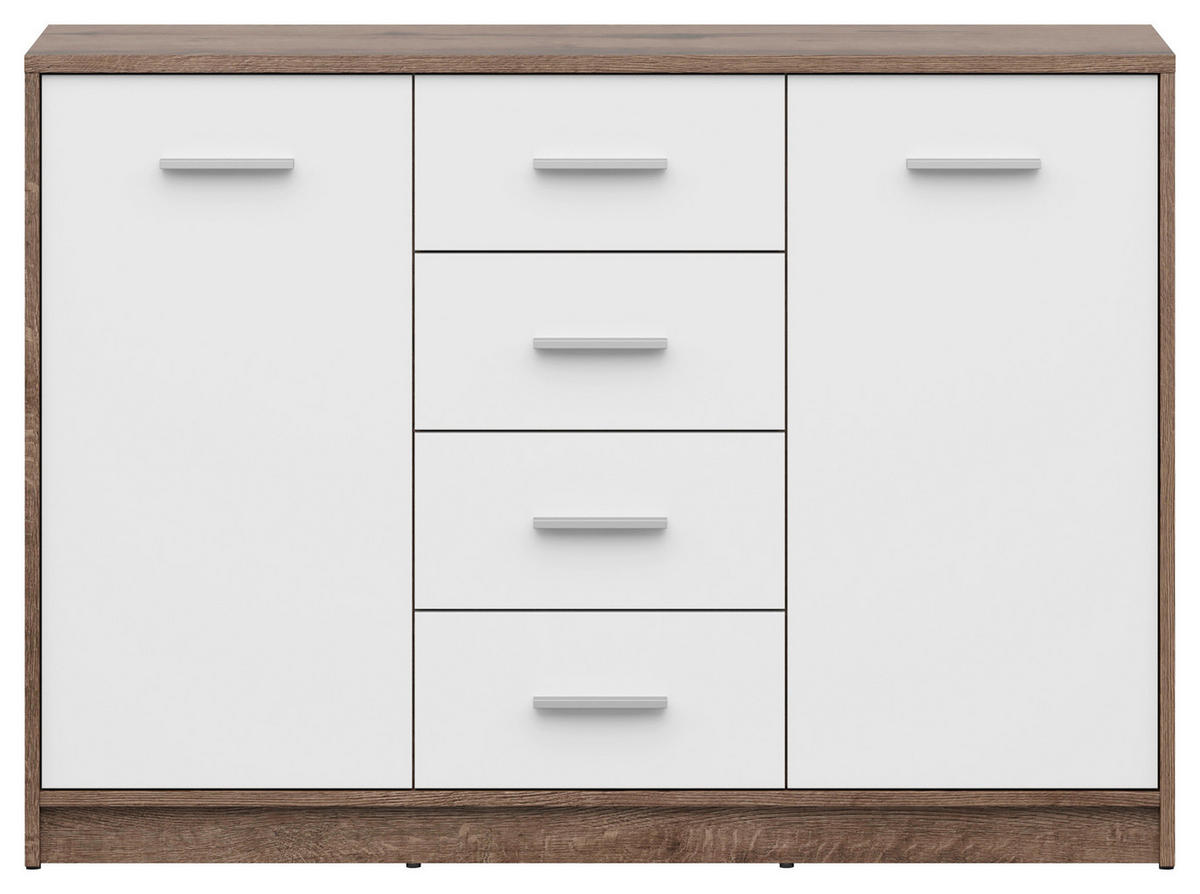 KOMMODE 118,5/84/34 cm  in Eichefarben, Weiss  - Weiss/Eichefarben, Design, Holzwerkstoff/Kunststoff (118,5/84/34cm)