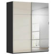 SCHWEBETÜRENSCHRANK 181/223/68 cm 2-türig Schwarz, Champagner  - Chromfarben/Champagner, KONVENTIONELL, Glas/Holzwerkstoff (181/223/68cm) - Novel