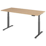SCHREIBTISCH 180/80/64,5-129,5 cm  in Graphitfarben, Eichefarben  - Eichefarben/Graphitfarben, KONVENTIONELL, Holzwerkstoff/Metall (180/80/64,5-129,5cm) - Venda