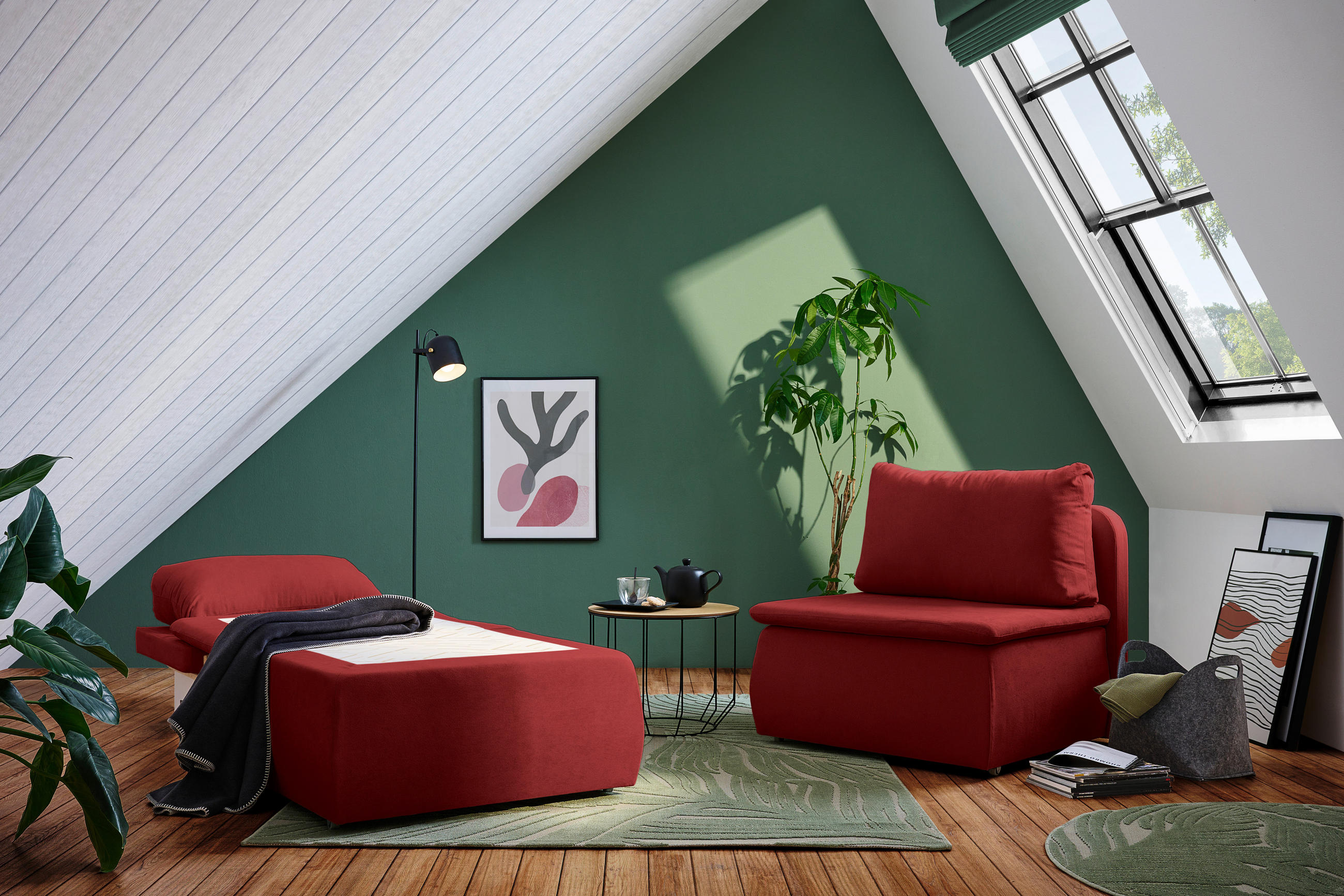 SCHLAFSESSEL Jacquard Rot  - Rot/Schwarz, KONVENTIONELL, Kunststoff/Textil (87/95/87cm) - Livetastic