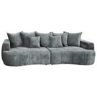 BOXSPRINGSOFA Velours Mintgrün  - Schwarz/Mintgrün, Trend, Kunststoff/Textil (292/71-99/127cm) - Livetastic