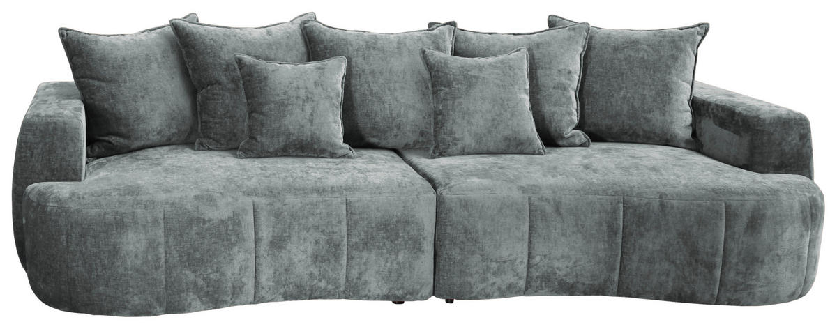 BOXSPRINGSOFA Velours Mintgrün  - Schwarz/Mintgrün, Trend, Kunststoff/Textil (292/71-99/127cm) - Livetastic
