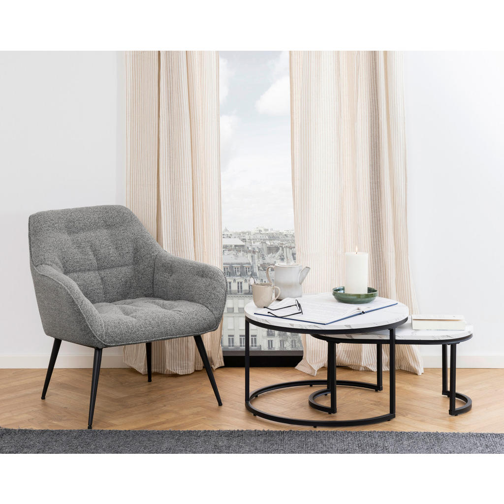 Thumbnail - Mid.you Couchtischset, Weiß, Ahorn, Metall, 2-teilig, rund, 70x42x70 cm, Wohnzimmer, Wohnzimmertische, Satztische