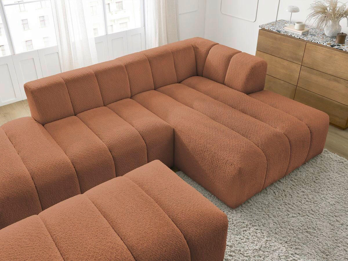 ECKSOFA  ANNECY Orange Bouclé  - Schwarz/Orange, MODERN, Kunststoff/Textil (262/170cm)