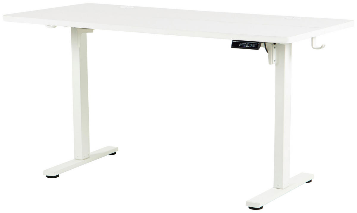 SCHREIBTISCH 140/70/72/118 cm Weiss höhenverstellbar elektrisch höhenverstellbar  - Weiss, Modern, Holzwerkstoff/Metall (140/70/72/118cm) - Livetastic