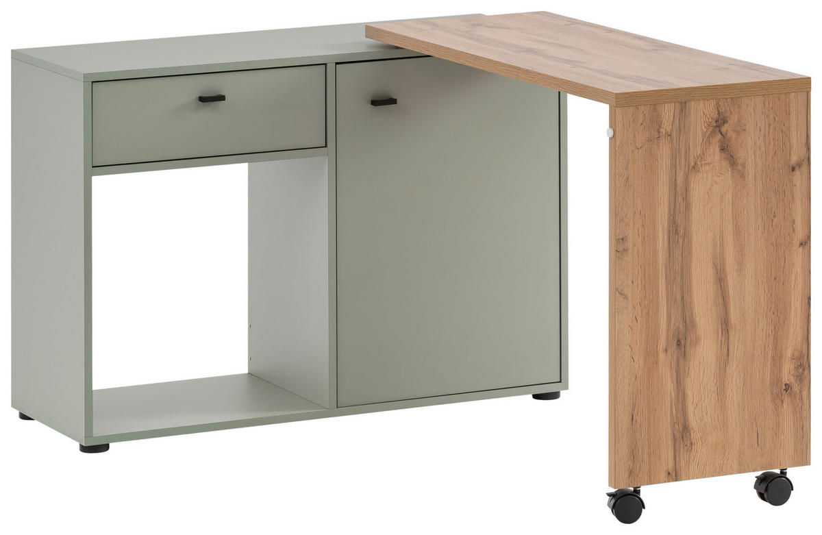 SCHREIBTISCH  in Grün, Eichefarben  - Eichefarben/Schwarz, MODERN, Holzwerkstoff/Kunststoff (104,6/75,3/39cm) - MID.YOU