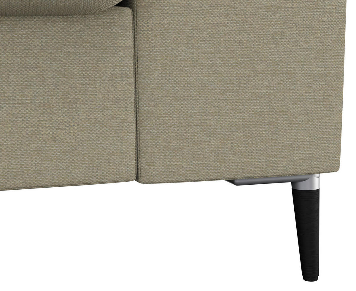 3-SITZER-SOFA Flachgewebe Beige  - Beige/Schwarz, Design, Textil/Metall (241/84,5/92cm) - Livetastic