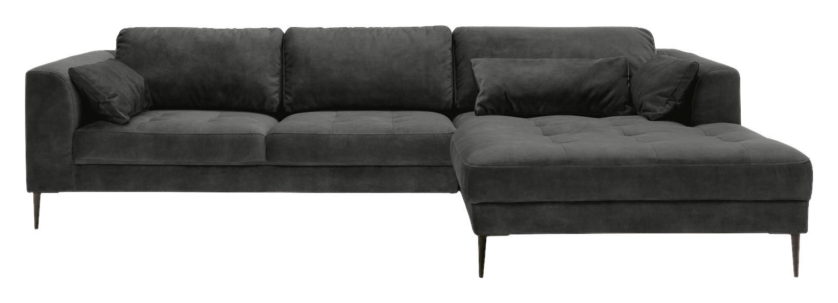 ECKSOFA in Mikrofaser Anthrazit - Anthrazit/Schwarz, Modern, Textil (280/168cm) - Trendmanufaktur