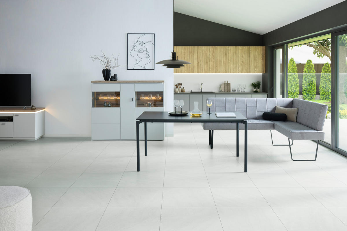 ECKBANK 190/150 cm Samt Hellgrau   - Hellgrau/Schwarz, KONVENTIONELL, Textil/Metall (190/150cm) - MID.YOU