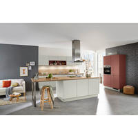 EINBAUKÜCHE   - Eichefarben/Rot, Design, Holzwerkstoff - Dieter Knoll