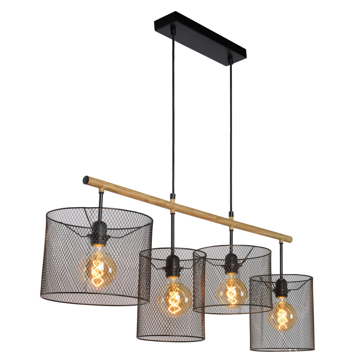 HÄNGELEUCHTE BASKETT 107/23/175 cm   - Schwarz, Basics, Metall (107/23/175cm) - Lucide