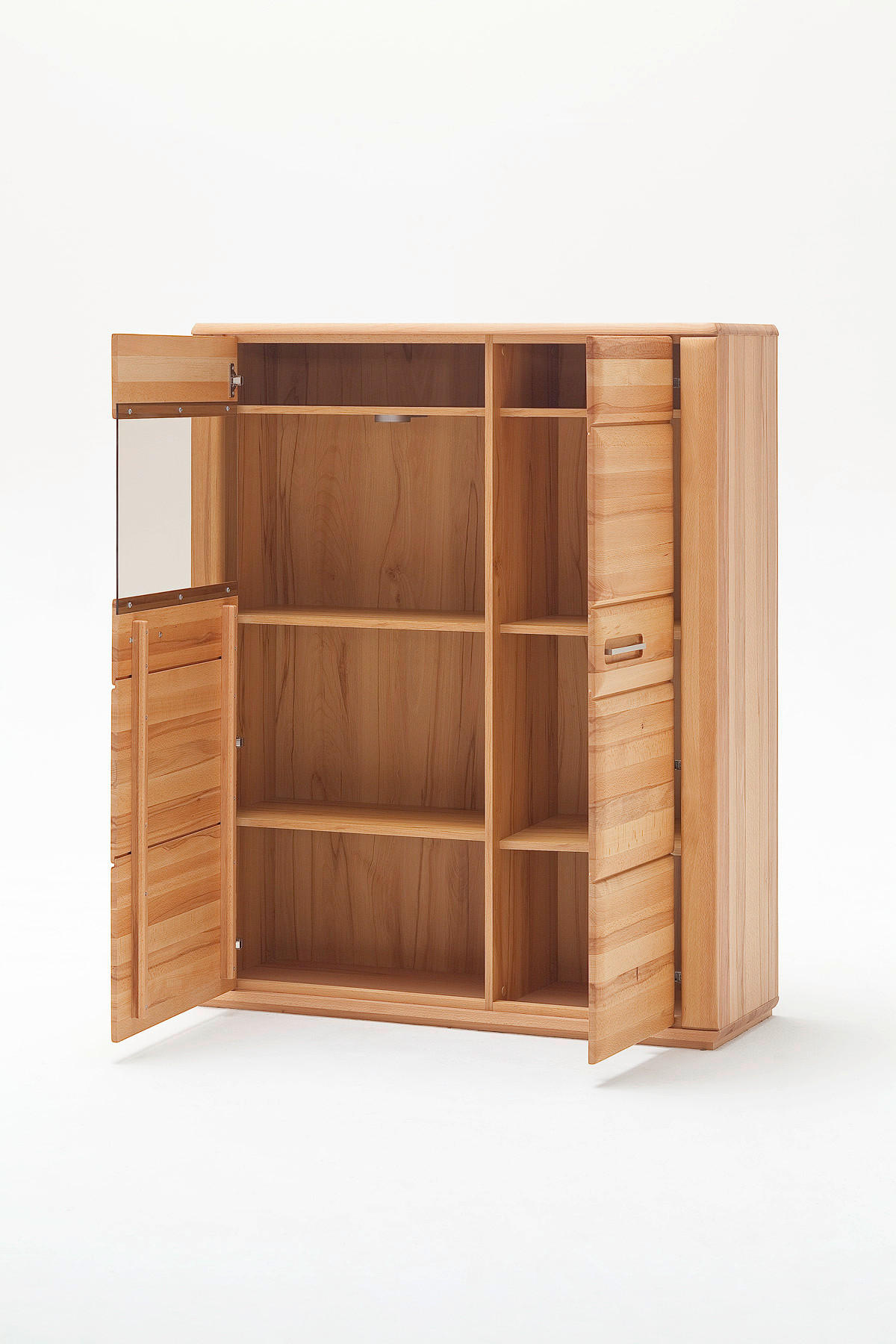 WOHNWAND  in Buchefarben  357/209/51 cm  - Silberfarben/Buchefarben, Design, Glas/Holz (357/209/51cm) - Livetastic