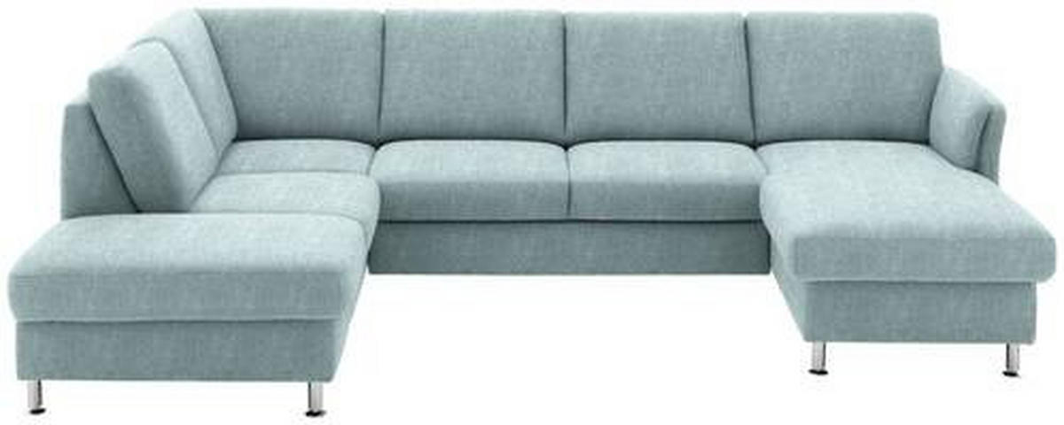 WOHNLANDSCHAFT in Flachgewebe Hellblau  - Chromfarben/Hellblau, Konventionell, Textil/Metall (200/305/168cm) - Beldomo System