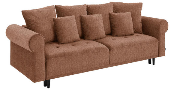 BIGSOFA in Samt Rostfarben  - Rostfarben/Schwarz, Design, Holz/Textil (248/96/95cm) - Carryhome