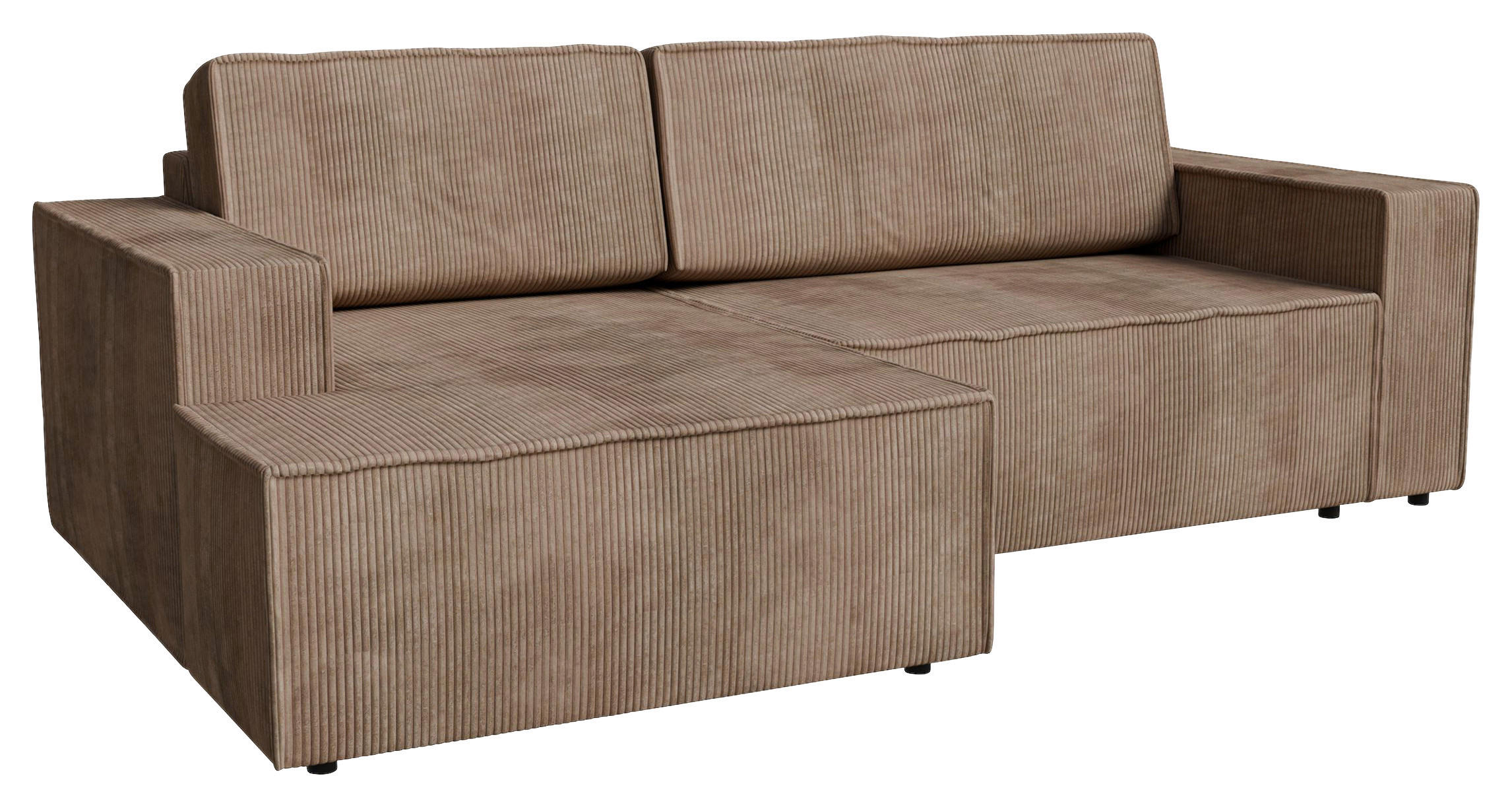 ECKSOFA inkl. Funktionen Hellbraun Cord  - Hellbraun/Schwarz, MODERN, Kunststoff/Textil (149/245cm) - Stylife