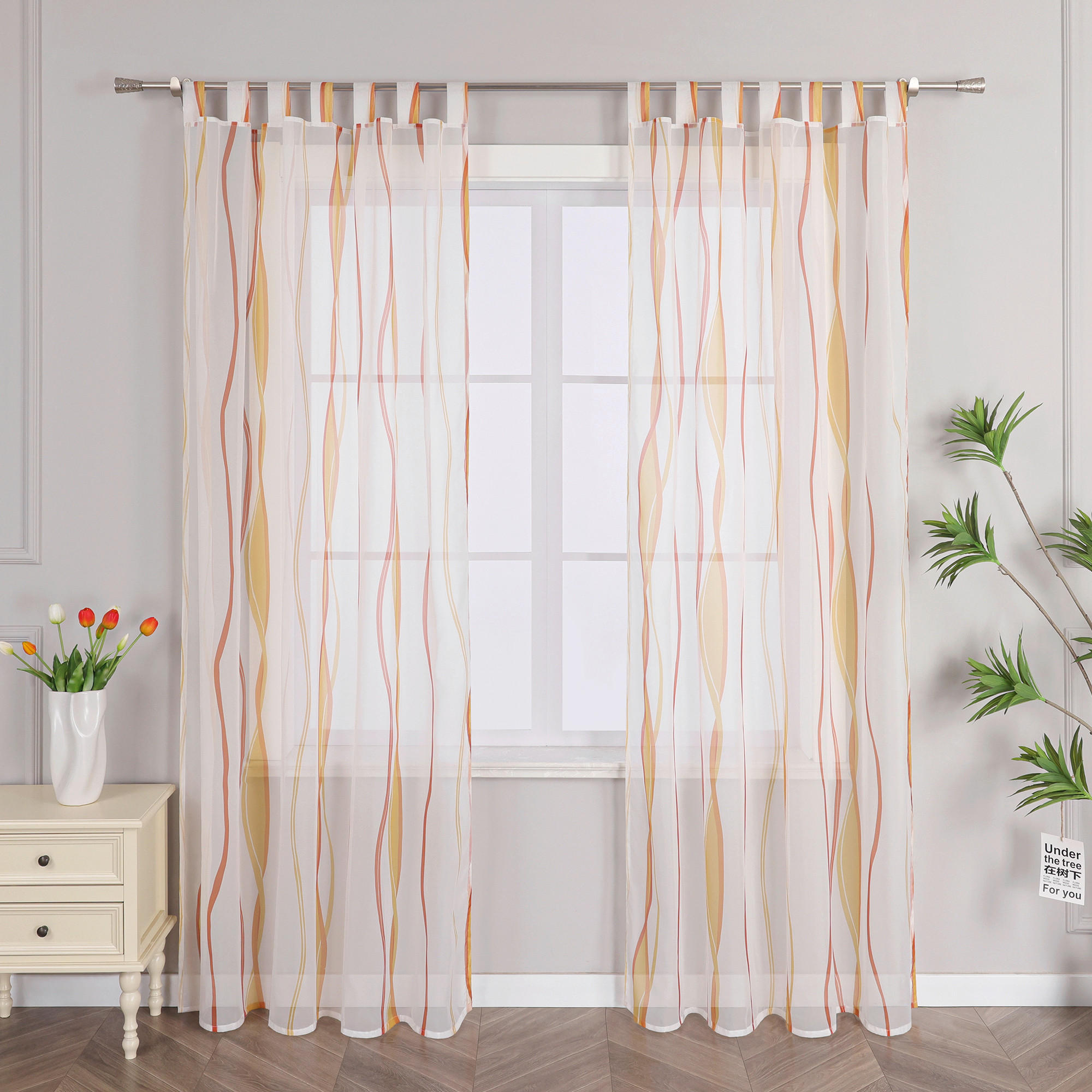 Joyswahl Fertigvorhang Vorhang Orange, Weiß 140x145 cm