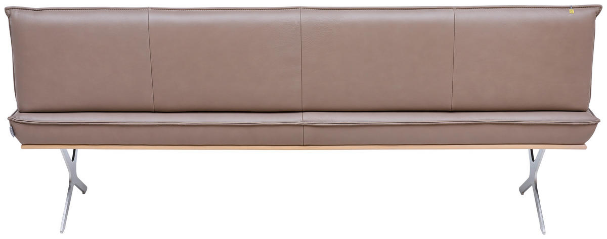 SITZBANK 214/88/66 cm  in Edelstahlfarben, Eiche Bianco, Graubraun  - Eiche Bianco/Edelstahlfarben, Design, Leder/Holz (214/88/66cm) - Koinor