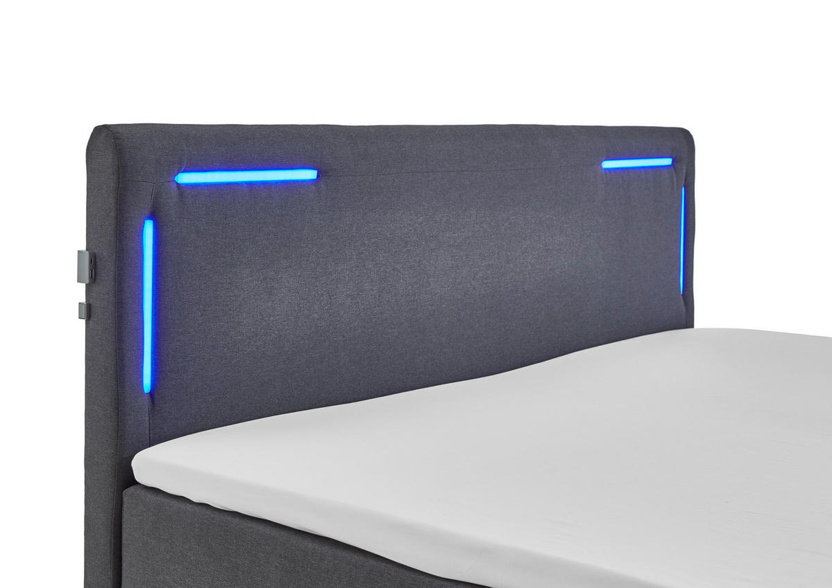 BOXSPRINGBETT 160/200 cm  in Anthrazit  - Anthrazit/Silberfarben, Design, Kunststoff/Textil (160/200cm) - Xora