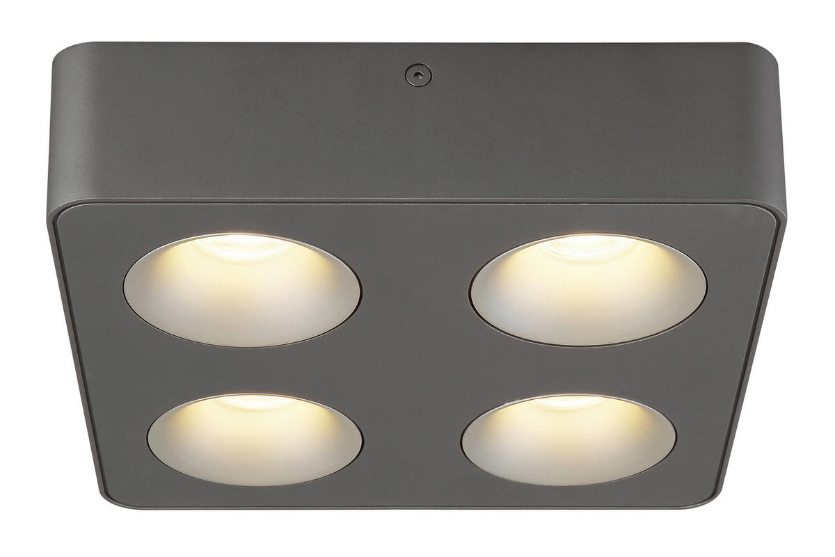 LED ZÁŘIČ, 22.4/22.4/5.5 cm - čiré/tmavě šedá, Konvenční, kov/plast (22.4/22.4/5.5cm) - Globo
