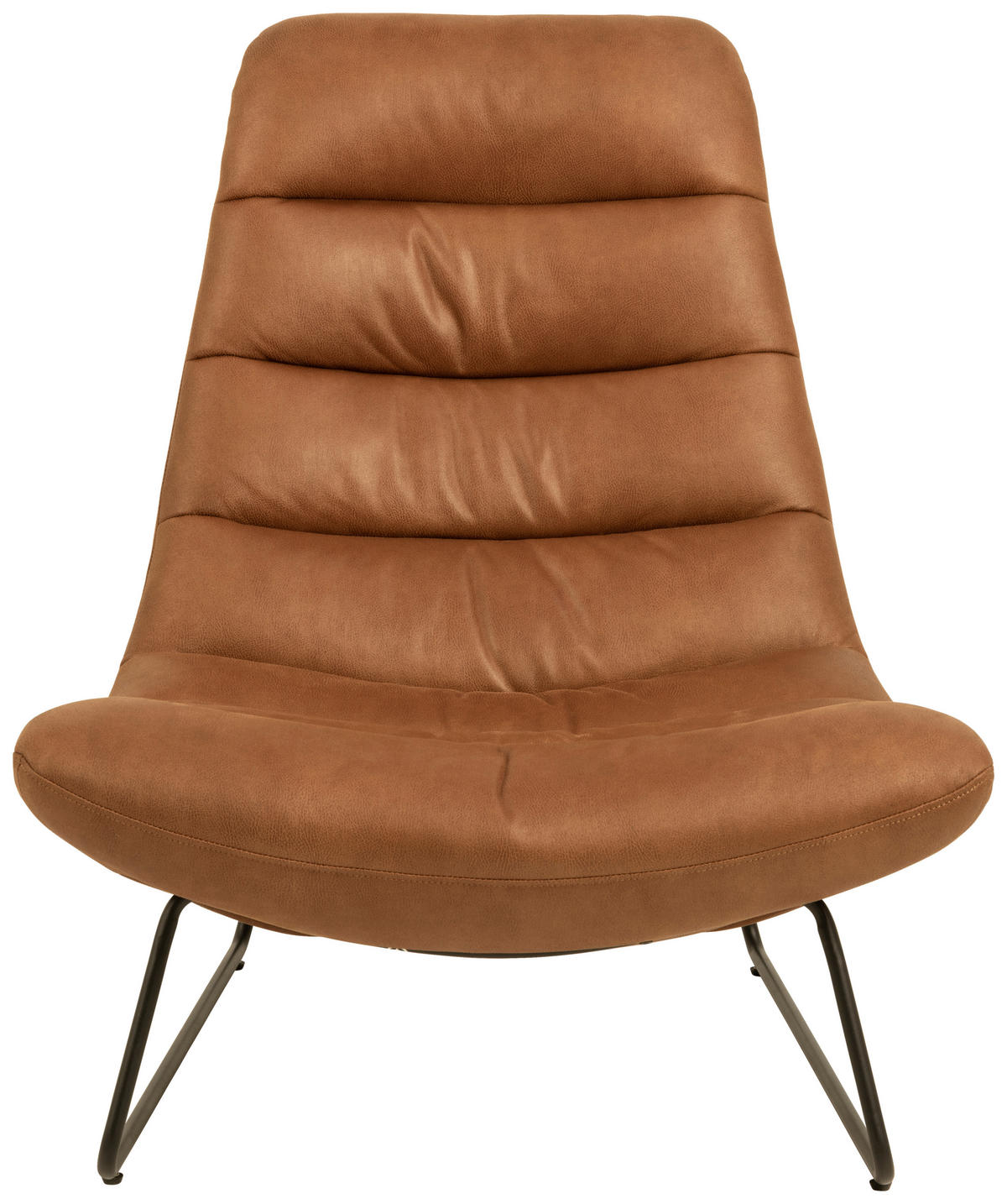 SESSEL in Lederlook (vegan) Cognac  - Cognac/Schwarz, Design, Textil/Metall (82,5/97/93cm) - Livetastic