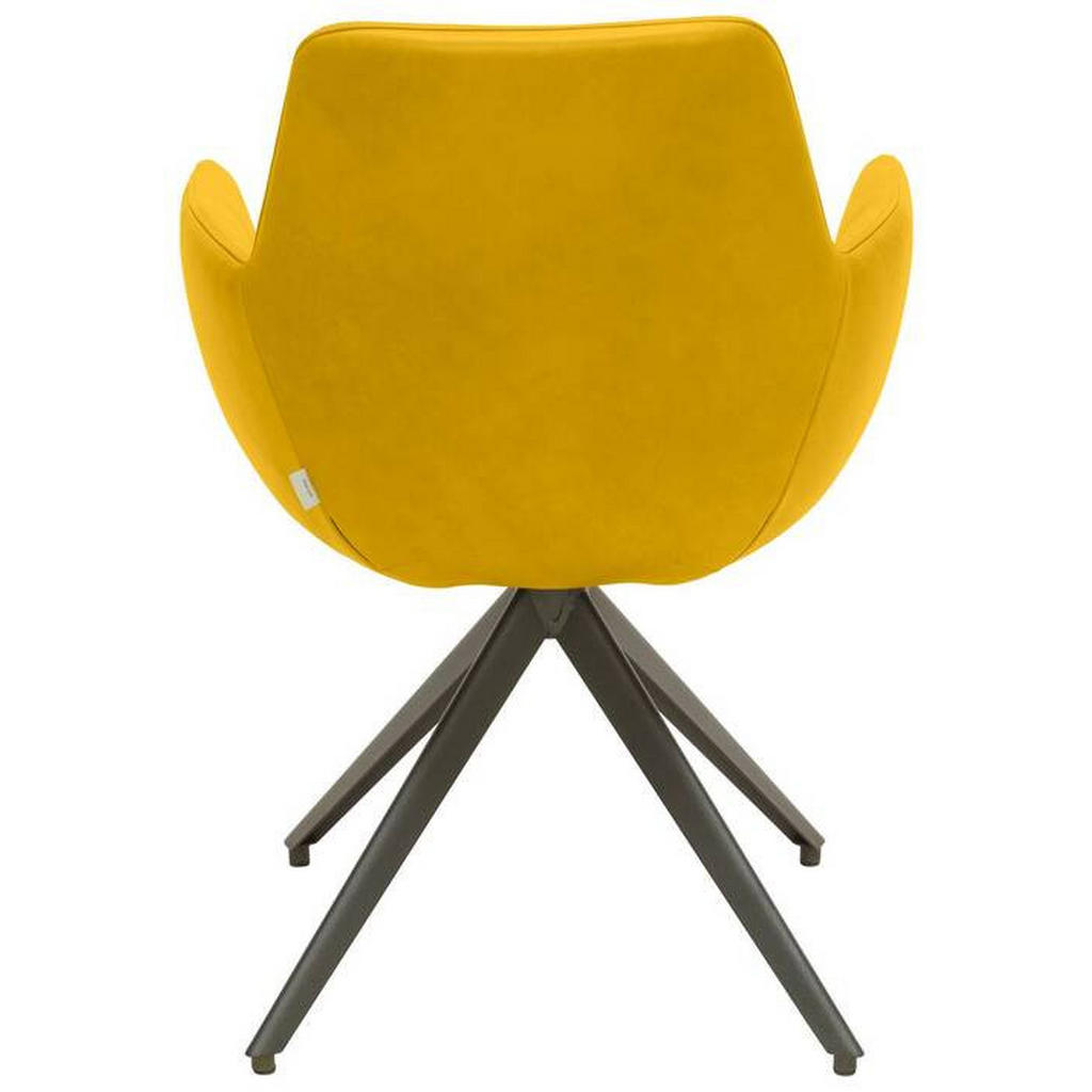 Thumbnail - Bert Plantagie Armlehnstuhl, Anthrazit, Gelb, Metall, Leder, Echtleder, Semi-Anilinleder, A-Form, 60x87x62 cm, Lederausw...