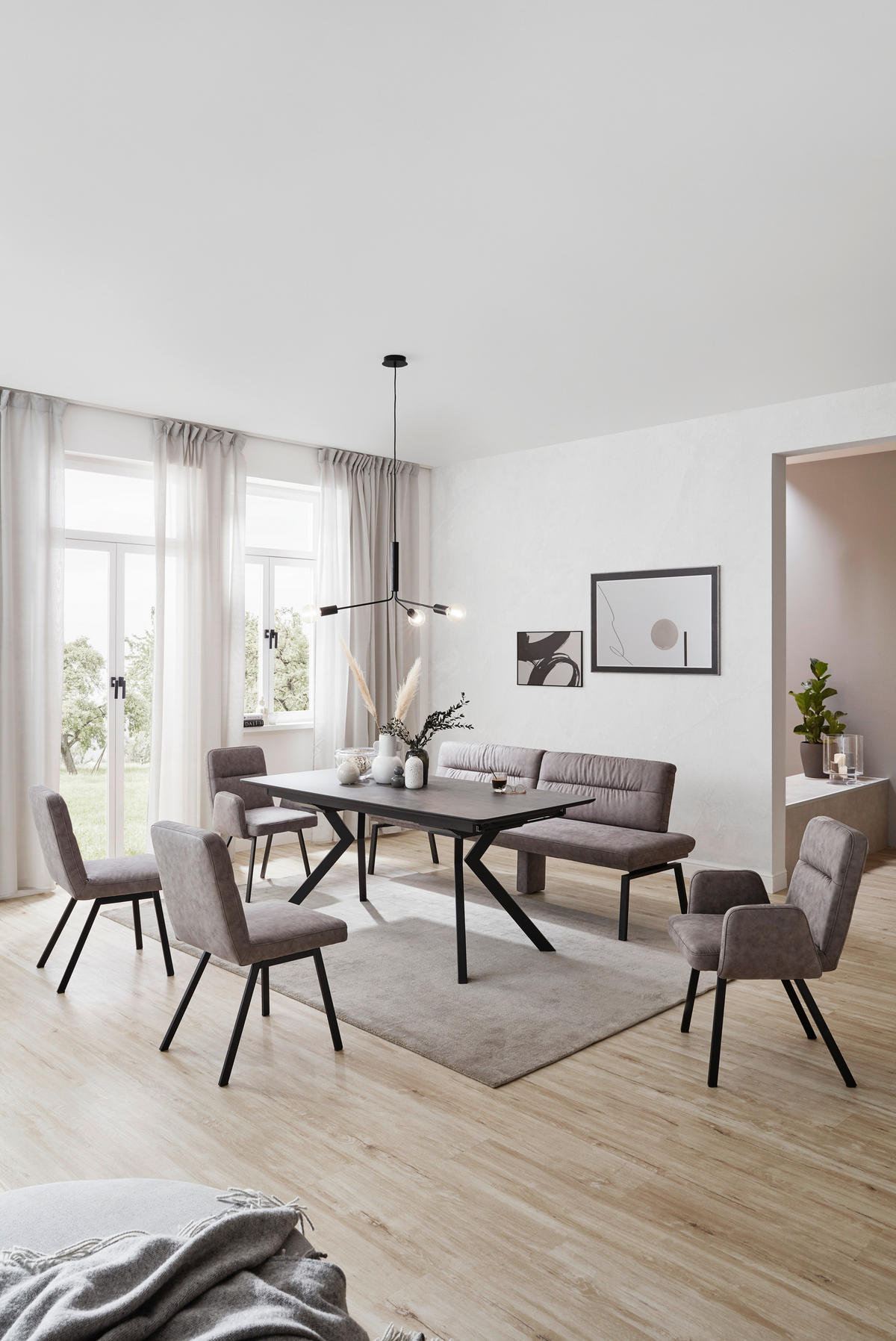 ESSTISCH rechteckig Schwarz, Dunkelgrau  - Dunkelgrau/Schwarz, Design, Kunststoff/Metall (180/90/76cm) - Dieter Knoll