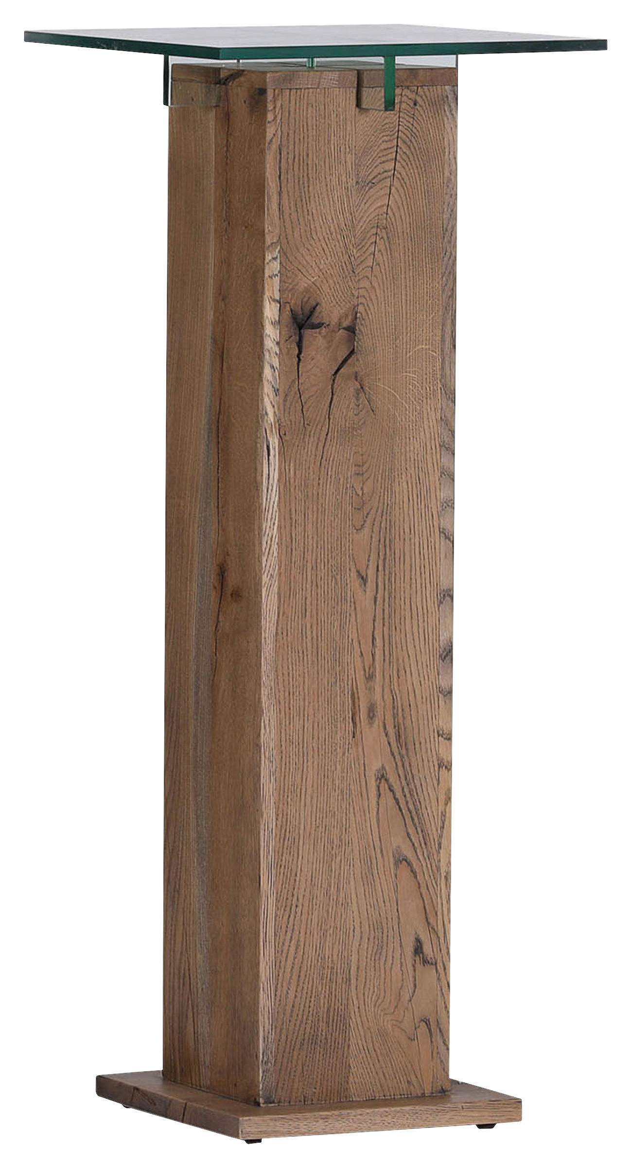 BEISTELLTISCH 40/40/100 cm Eiche massiv Eichefarben quadratisch  - Eichefarben, Design, Glas/Holz (40/40/100cm)