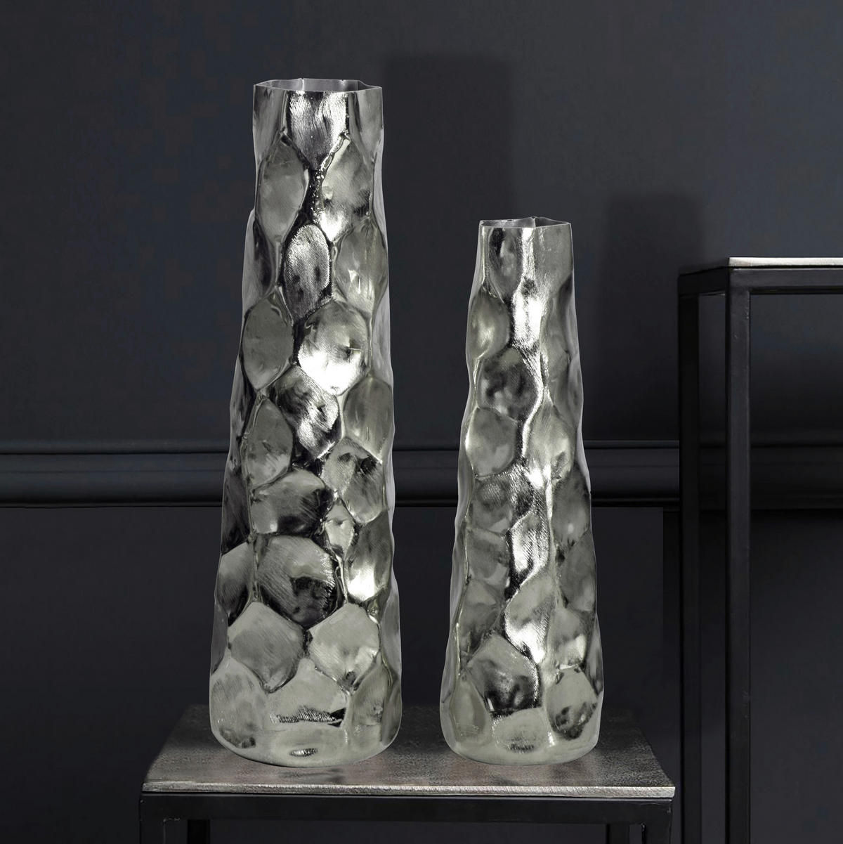 DEKOVASE  - Silberfarben, Design, Metall (15/48,5/15cm) - Livetastic