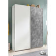 SCHWEBETÜRENSCHRANK 2-türig Weiß Hochglanz, Grau  - Weiß Hochglanz/Alufarben, Design, Holzwerkstoff/Metall (153/223/60,5cm) - Xora
