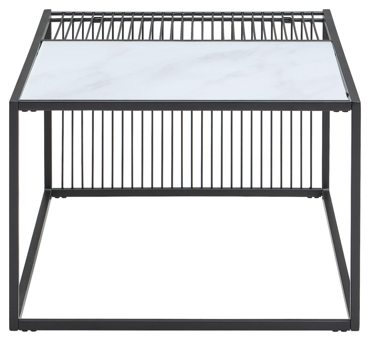 KONFERENČNÍ STOLEK, černá, bílá, kov, sklo, 90/60/40 cm - bílá/černá, Design, kov/sklo (90/60/40cm) - Livetastic