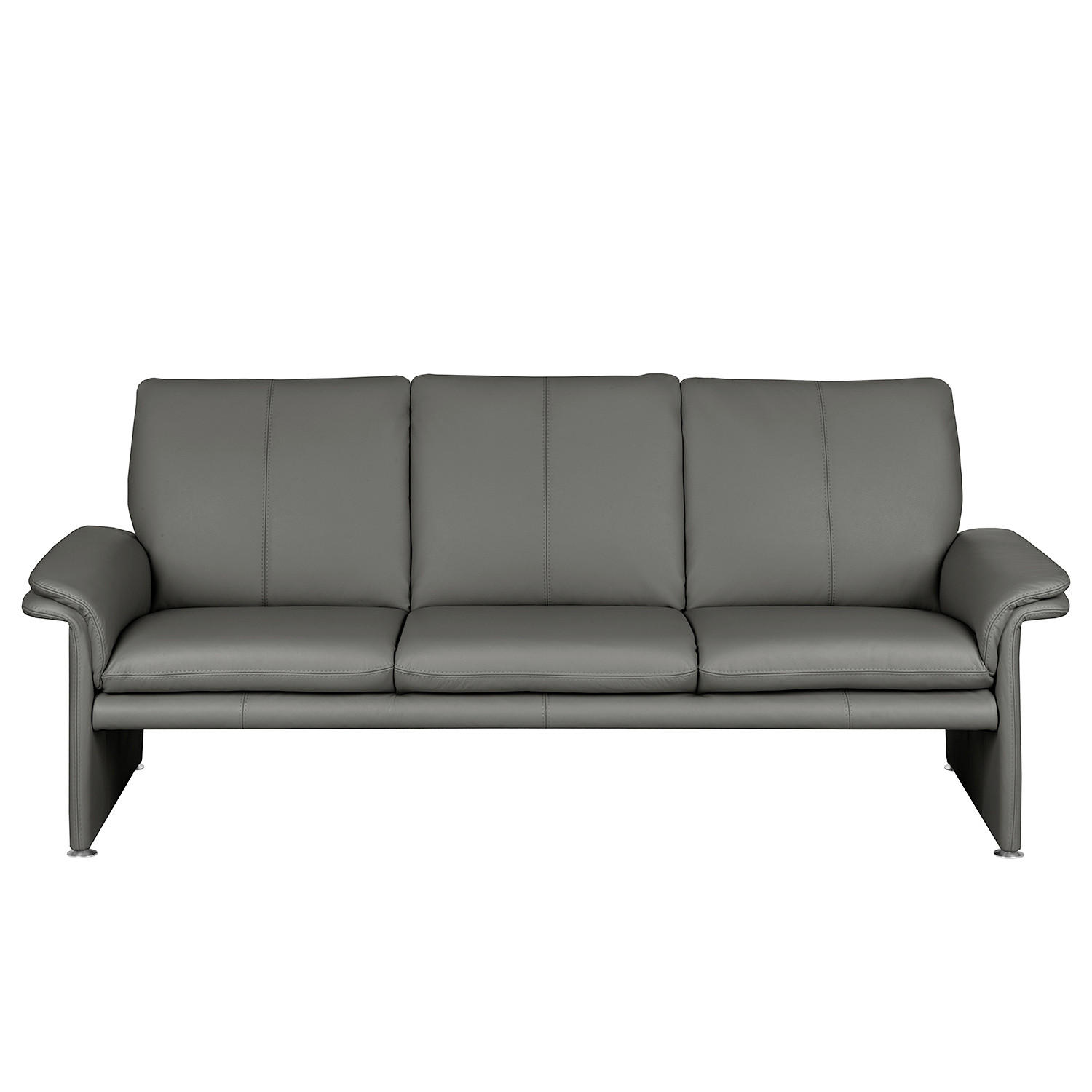 3-SITZER-SOFA Echtleder Anthrazit  - Anthrazit/Silberfarben, Design, Leder/Metall (214/90/88cm) - Livetastic