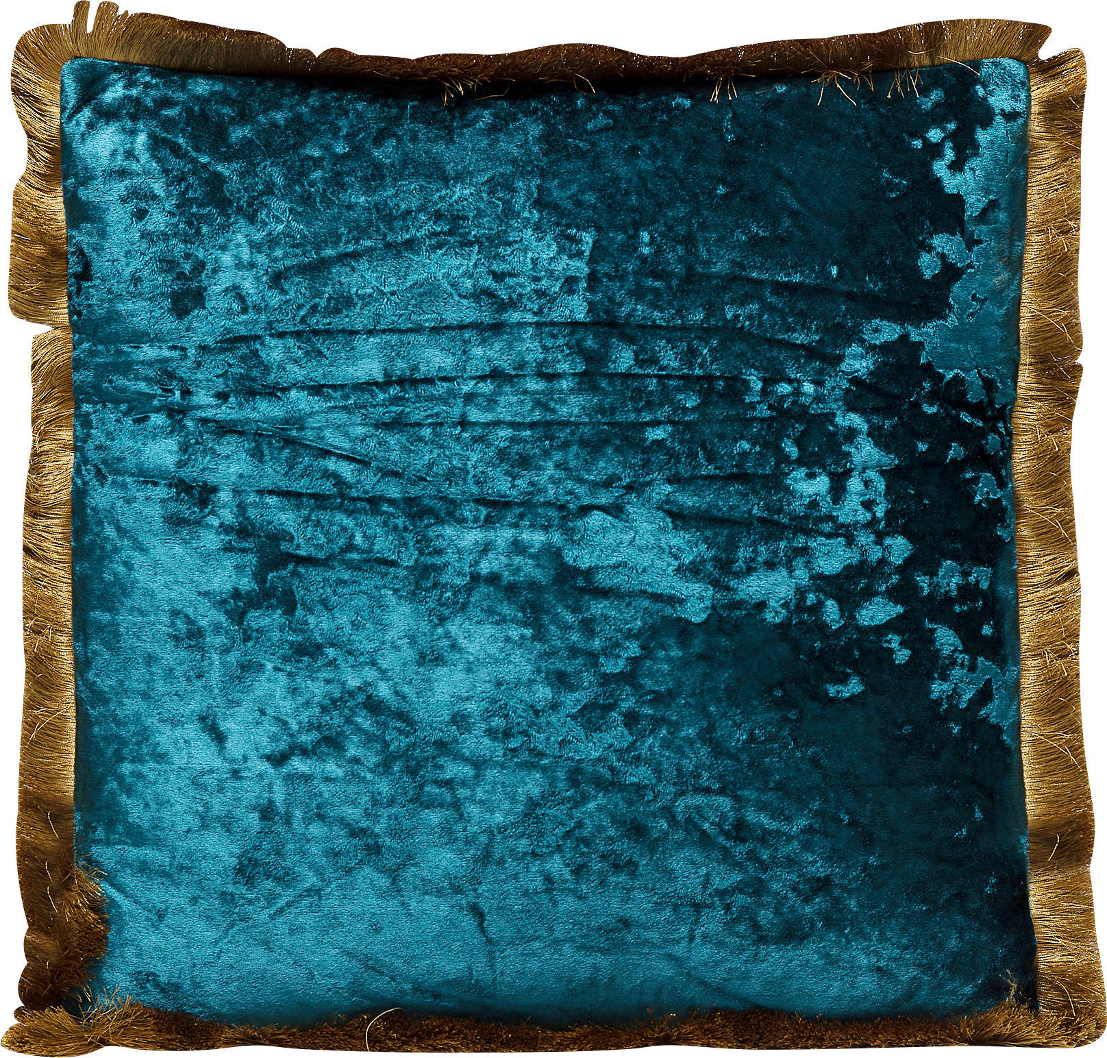 ZIERKISSEN 45/45 cm  - Goldfarben/Petrol, Trend, Kunststoff (45/45cm) - Kare-Design