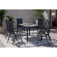 GARTENTISCH 150/75.5/90 cm Metall, Glas Dunkelgrau rechteckig  - Dunkelgrau, MODERN, Glas/Metall (150/75.5/90cm) - Ambia Garden