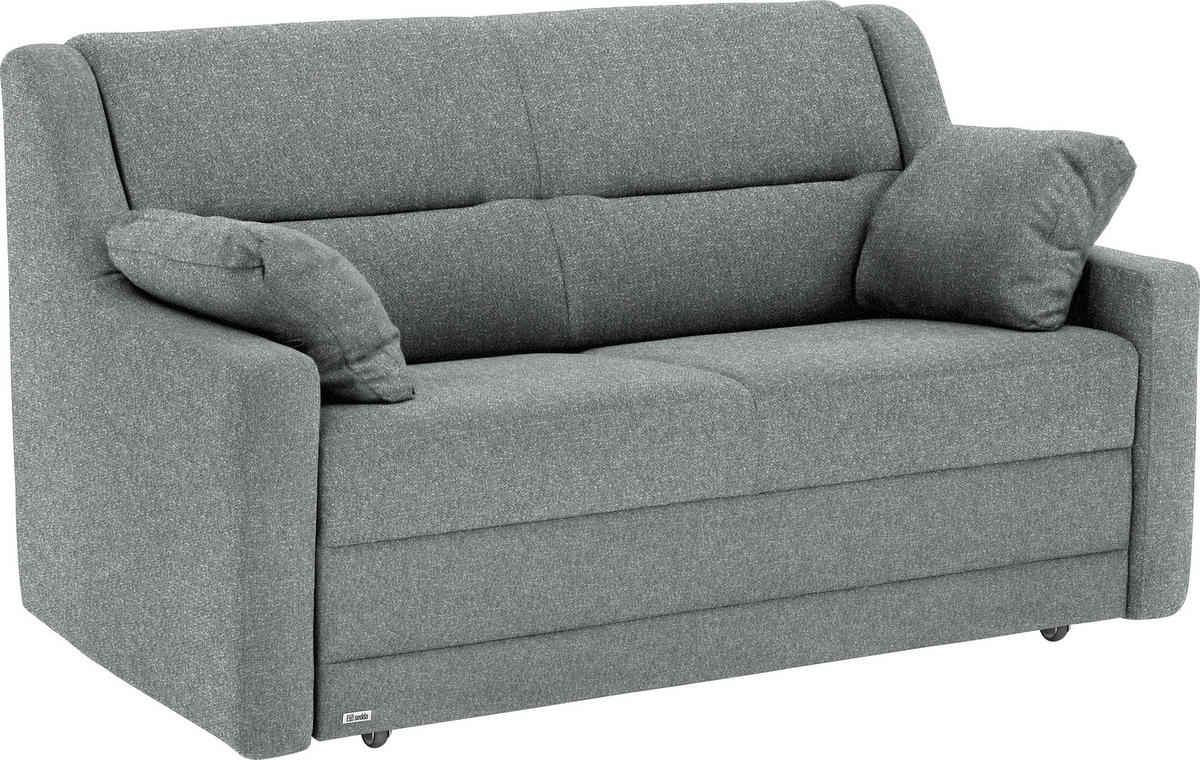 SCHLAFSOFA  in Mikrovelours Graugrün  - Schwarz/Graugrün, KONVENTIONELL, Kunststoff/Textil (152/88/91cm) - Sedda