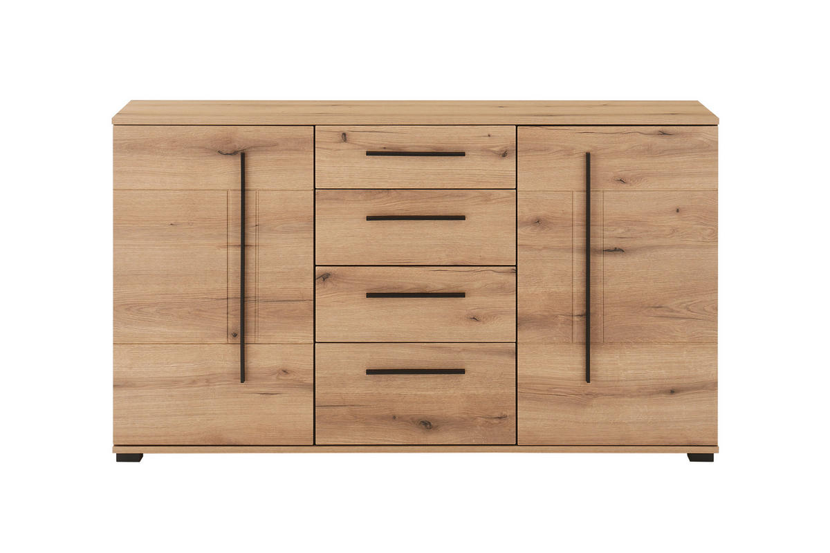 SIDEBOARD  150/86/42 cm 4 Schublade(n)  - Eichefarben/Schwarz, Design, Holzwerkstoff/Kunststoff (150/86/42cm) - Livetastic