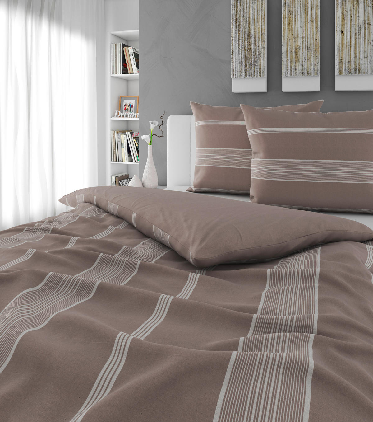 BETTWÄSCHE REMSA Flanell 200/200 cm  - Taupe, KONVENTIONELL, Textil (200/200cm) - Esposa