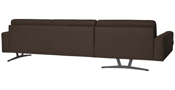 ECKSOFA in Echtleder Dunkelbraun  - Anthrazit/Dunkelbraun, KONVENTIONELL, Leder/Metall (182/324cm) - Ambiente