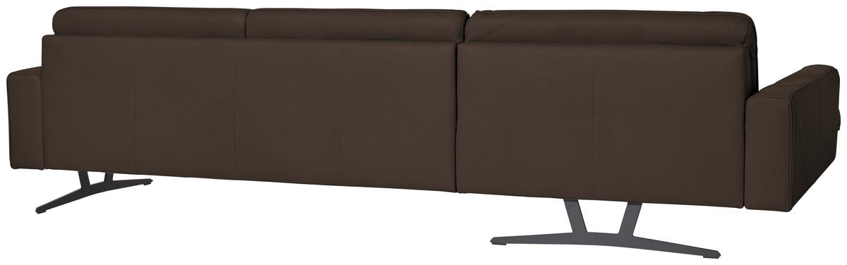 ECKSOFA in Echtleder Dunkelbraun  - Anthrazit/Dunkelbraun, Konventionell, Leder/Metall (179/324cm) - Johann Jakob